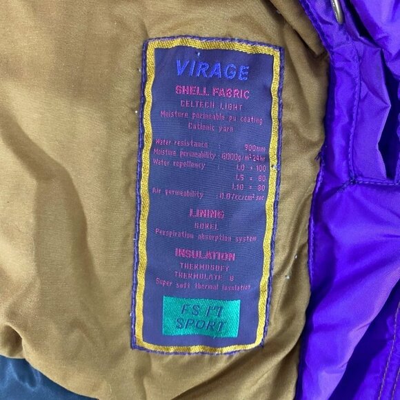 NEVICA VIRAGE SPORT VINTAGE 80S BLACK COLORFUL COMBO ZIP UP WAXED APRES SKI COAT - Picture 11 of 12